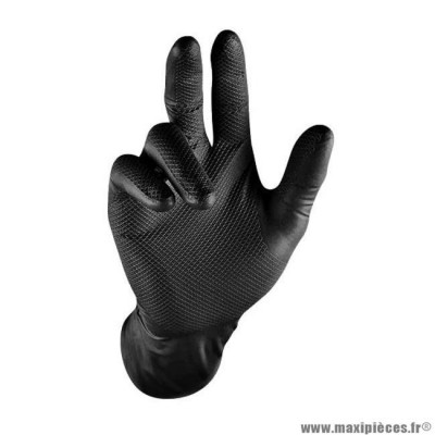 Boite de 50 gants d'atelier jetable t 7 s nitrile haute resistance -noir