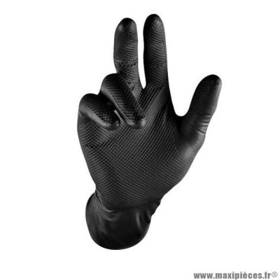 Boite de 50 gants d'atelier jetable t 8 m nitrile haute resistance -noir