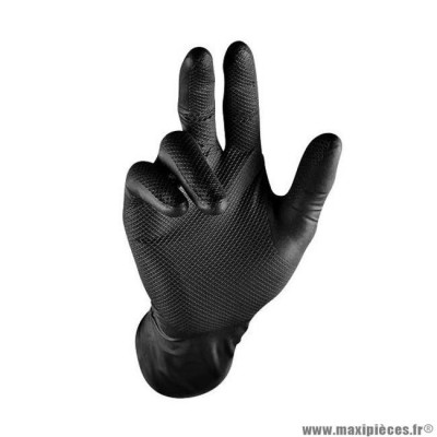Boite de 50 gants d'atelier jetable t 9 l nitrile haute resistance couleur noir