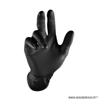 Boite de 50 gants d'atelier jetable t10 xl nitrile haute resistance couleur noir