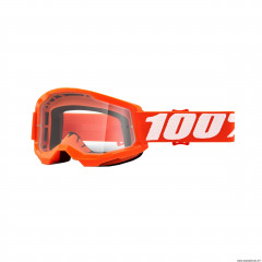 Masque cross marque 100% strata 2 essential couleur orange ecran transparent anti-buee/anti-rayures