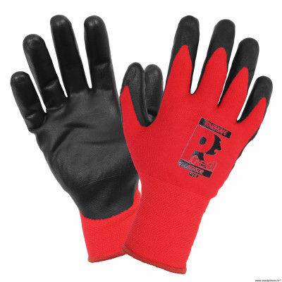 Gants atelier tactile nylon/elasthanne rouge/noir homologue - taille 8