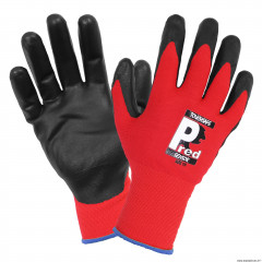 Gants atelier tactile nylon/elasthanne rouge/noir homologue - taille 10
