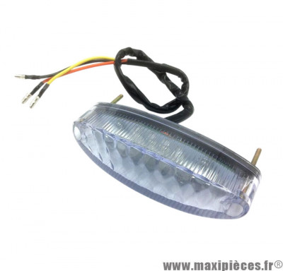 Feu arrière universel à leds ovale transparent avec stop (16 leds rouges / 3 blanches) * Prix spécial !