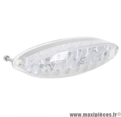 Feu arrière universel à leds ovale transparent avec stop (16 leds rouges / 3 blanches) homologué CE