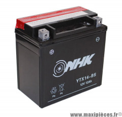Batterie 12v 12ah NTX14-BS marque NHK mf sans entretien livrée sans pack acide *Prix spécial !