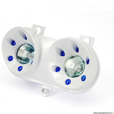 Double optique marque TNT halogène space pour scooter yamaha rocket couleur blanc / bleu