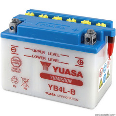 Batterie marque Yuasa YB4L-B 12V-4A pour tous pour scooters 50cc