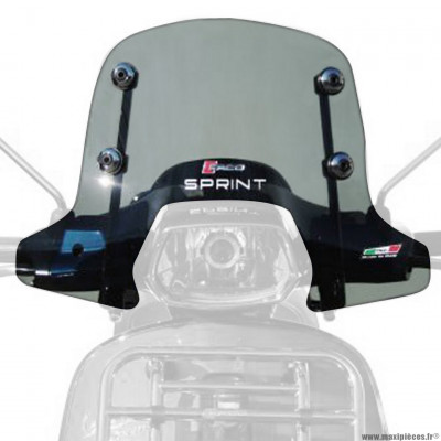 Pare brise sport fumé pour scooter vespa sprint 2014 (kit montage chrome)