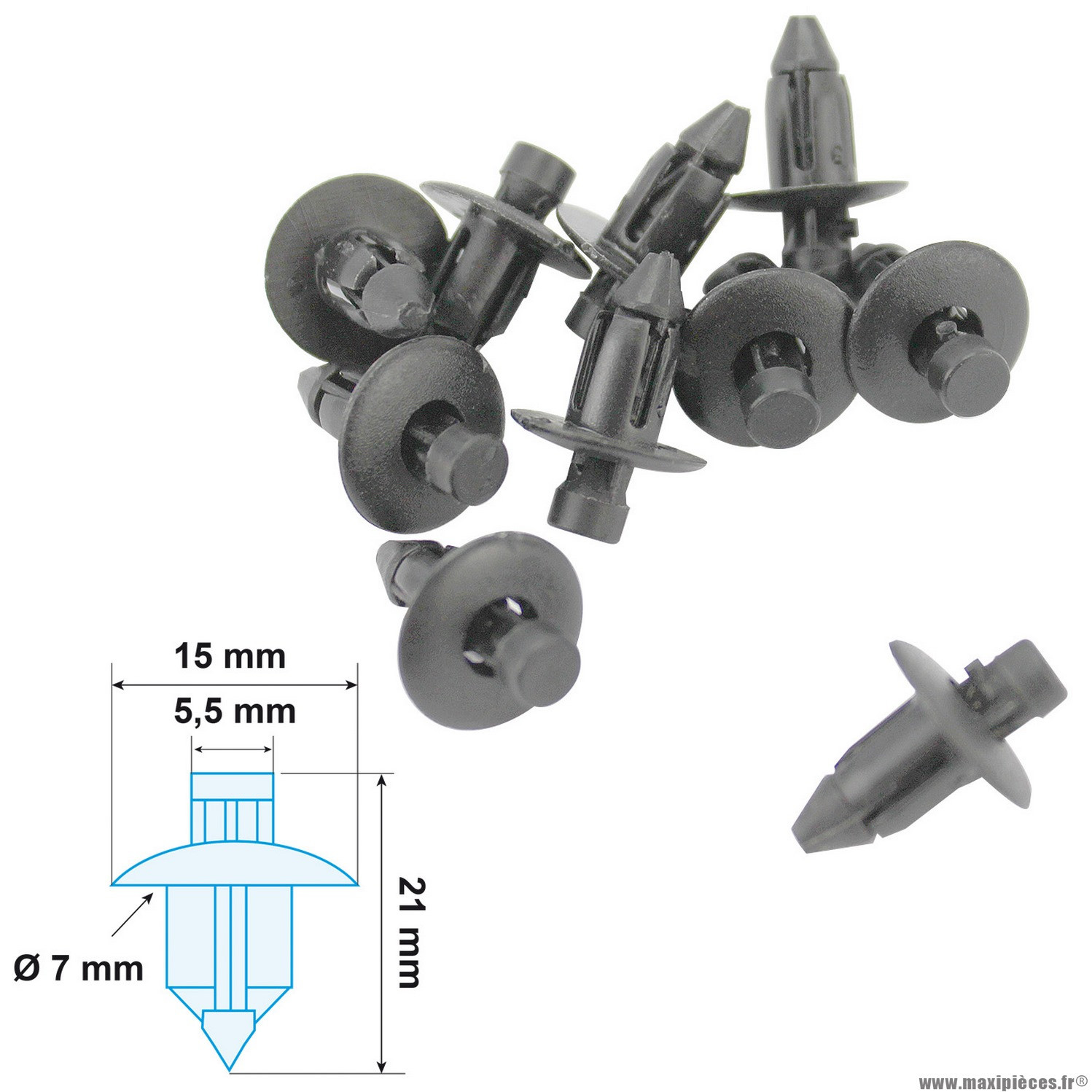 Clips carrosserie x10 15x21x7x5.5