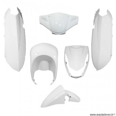 Kit carrosserie 6 pièces pour scooter peugeot kisbee 2-4 temps couleur blanc brillant