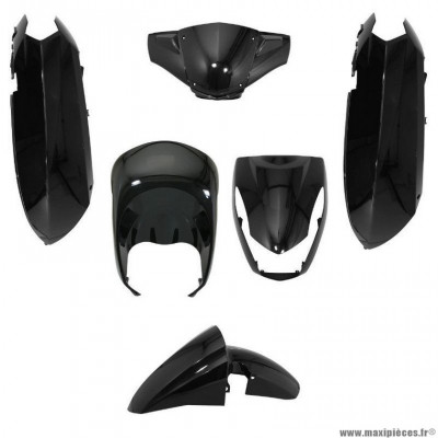 Kit carrosserie 6 pièces pour scooter peugeot kisbee 2-4 temps couleur noir brillant