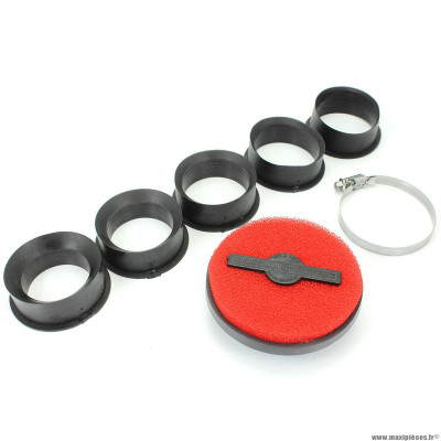Filtre à air marque Marchald Filters power filter couleur rouge L 40mm diamètre 28-43mm angle 0°