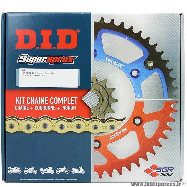 Kit chaine 420d marque DID  Partie Cycle / Bécane - Maxi Pièces 50