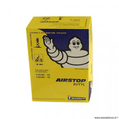 Chambre à air marque Michelin pour moto 16 pouces 110/90-16 , 120/80-16 (16mg) valve droite