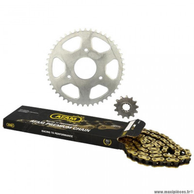 Kit chaine 420 (13x47) d55 / 3 fix marque Afam pour moto rs2 matrix / naked après 2003