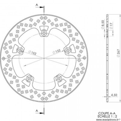 Disque frein avant (diamètre 267) marque NG pour maxi-scooter 125 yamaha xmax abs après 2005 / 400 majesty après 2004