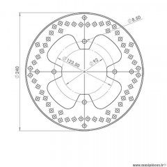Disque frein arrière (diamètre 240) marque NG pour maxi-scooter 125 yamaha xmax 2005>2009