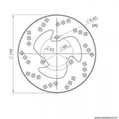 Disque frein arrière (diamètre 190) marque NG pour maxi-scooter 125-150 / 180 yamaha / mbk majesty / skyliner