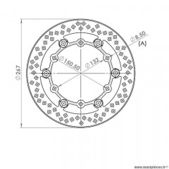 Disque frein avant (diamètre 267) marque NG pour maxi-scooter 500 yamaha tmax 2008>2011