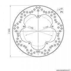 Disque frein avant (diamètre 240) marque NG pour maxi-scooter 125 / 250 x9 / arrière x7 / x8 / xevo / x9 / mp3 / dna 50 06