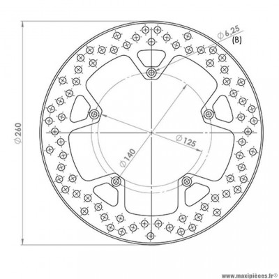 Disque frein avant (diamètre 260) marque NG pour maxi-scooter 125 / 250 piaggio x7 / x8 / xevo après 2004