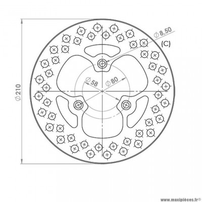 Disque frein arrière (diamètre 210) marque NG pour maxi-scooter 125 peugeot satelis après 2006
