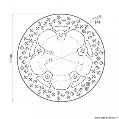 Disque frein avant (diamètre 240) marque NG pour maxi-scooter 125 / 300 sym après 2008