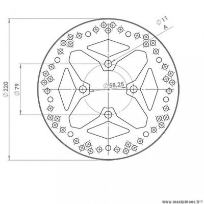 Disque frein avant (diamètre 220) marque NG pour maxi-scooter 125 pcx honda 2010>2017