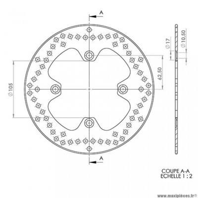 Disque frein avant (diamètre 240) marque NG pour maxi-scooter 125 honda sh dd après 2009