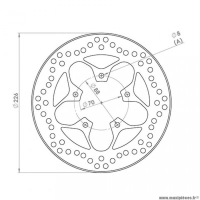 Disque frein avant (diamètre 226) marque NG pour maxi-scooter 125 peugeot elystar / jet force 50-125