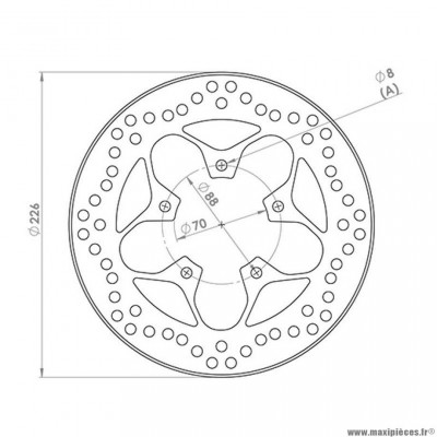 Disque frein avant (diamètre 226) marque NG pour maxi-scooter 125 peugeot elystar / jet force 50-125