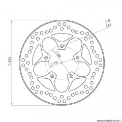 Disque frein avant (diamètre 226) marque NG pour maxi-scooter 125 peugeot elystar / jet force 50-125