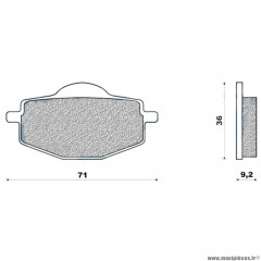 Plaquettes de frein 70 arrière marque Polini pour scooter vitality / agility10'' / 12p / dink / xpower / tzr avant 2004