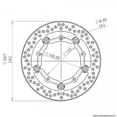 Disque frein avant (diamètre 267) marque NG pour maxi-scooter 530 yamaha tmax droite / gauche après 2012