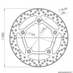 Disque frein arrière (diamètre 282) marque NG pour maxi-scooter 530 / 560 yamaha tmax