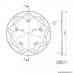 Disque frein avant (diamètre 240) marque NG pour maxi-scooter 125 liberty / x9 2000>2007 / 50 dna 2000>2005