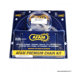 Kit chaine 420 12x51 d100 / 4 fix marque Afam pour mécaboite beta 50 rr racing après 2005