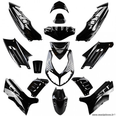 Kit carrosserie noir (15 pièces) marque Tun'r pour scooter peugeot speedfight 2