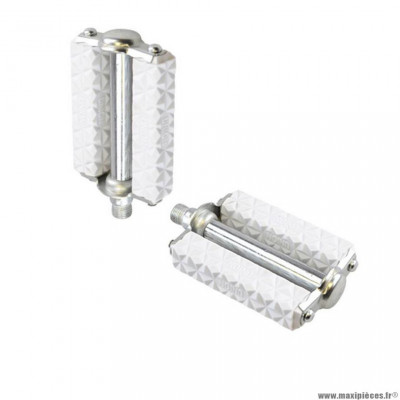 Pédales (x2) union - 265h - pas francais 14 x125 - blanc pour mobylette 103 / mbk 51 / adaptable solex