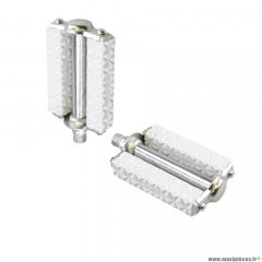 Pédales (x2) union - 265h - pas francais 14 x125 - blanc pour mobylette 103 / mbk 51 / adaptable solex