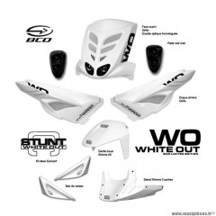 Kit carrosserie (white out) blanc (7 pièces) homologué marque BCD pour scooter stunt / slider