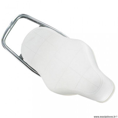 Selle pour mobylette 103 avec marquage peugeot type chopper blanc