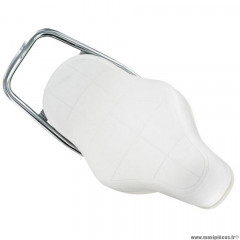 Selle pour mobylette 103 avec marquage peugeot type chopper blanc