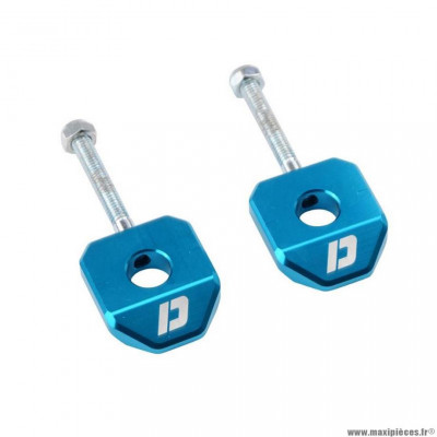 Tendeur chaine marque Doppler pour 50 à boite derbi senda / smt / rcr / rx / sx (axe 12mm) - alu bleu