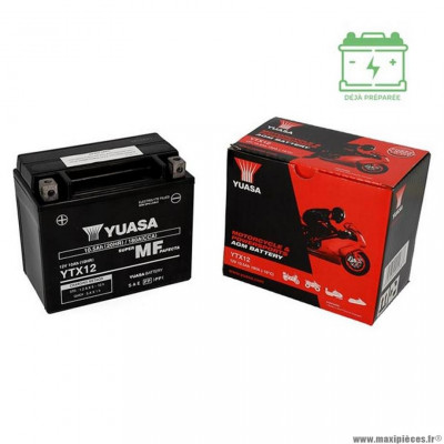 Batterie marque Yuasa ytx12 12v10ah lg148 l84 h129 (sans entretien - agm)