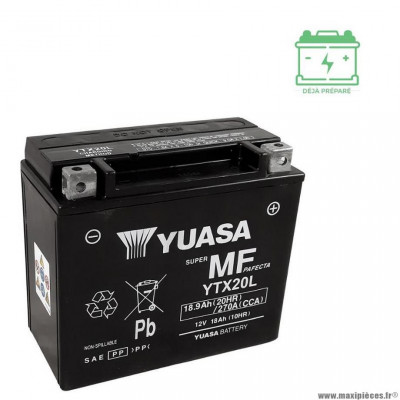 Batterie marque Yuasa ytx20l 12v18ah sans entretien - agm activee usine