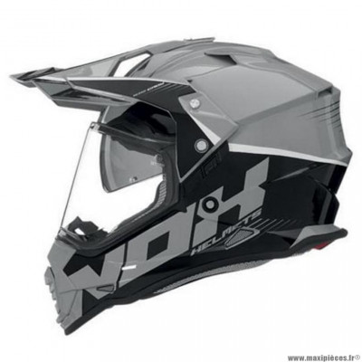 Casque cross marque Nox double écran n312 crow gris nardo / noir t63-64 xxl