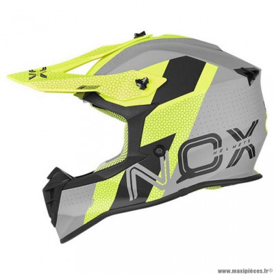 Casque cross marque Nox n633 viper gris nardo / jaune fluo t63-64 xxl