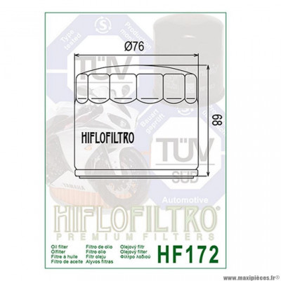 Filtre à huile HF172C marque Hiflofiltro pour moto